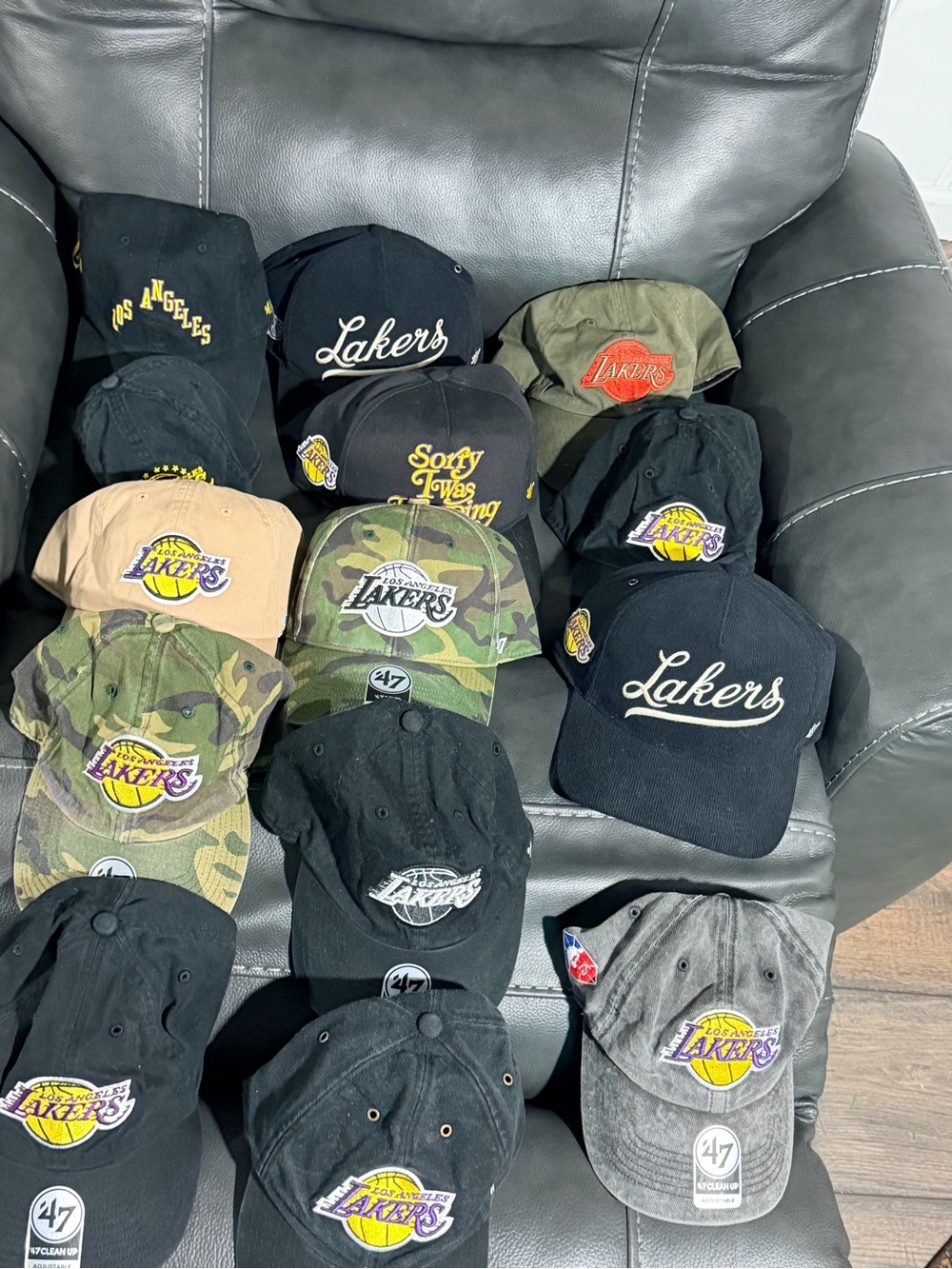 Los Angeles Lakers Logo Baseball Caps - Black, Camouflage, Khaki 47 brand lot 15
